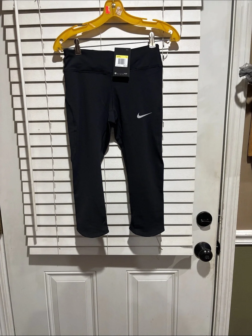 Nike Black Cropped Performance Capris with Reflective Swoosh